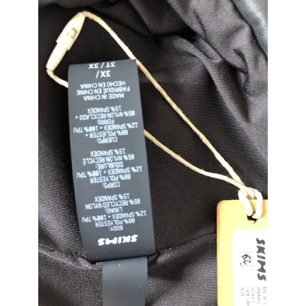 SKIMS Micro Pleather Swim Bandeau Bikini Top Onyx NWT Size 3X